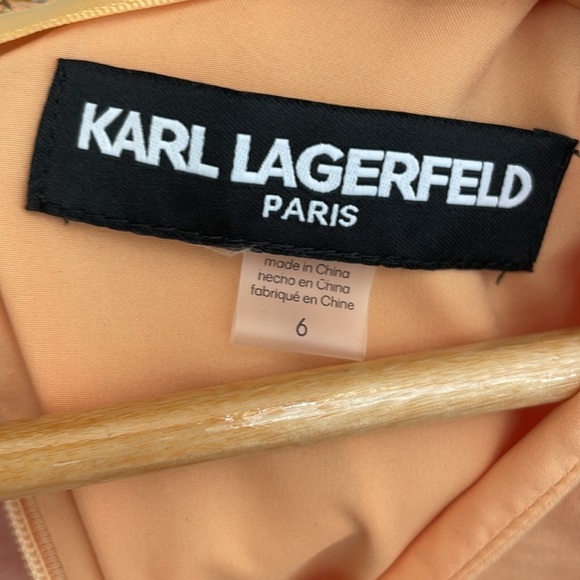 Karl Lagerfeld Aero Charm Belted Flounce Dress in Apricit Size 7 NWT - Picture 8 of 11
